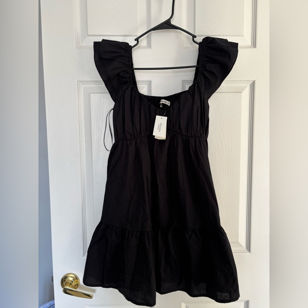 Abercrombie & Fitch Black Gathered Waist Dress